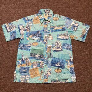 Kahala Hawaiian Shirt Men Large AVI Collection Fishing Button Up Handcrafted
